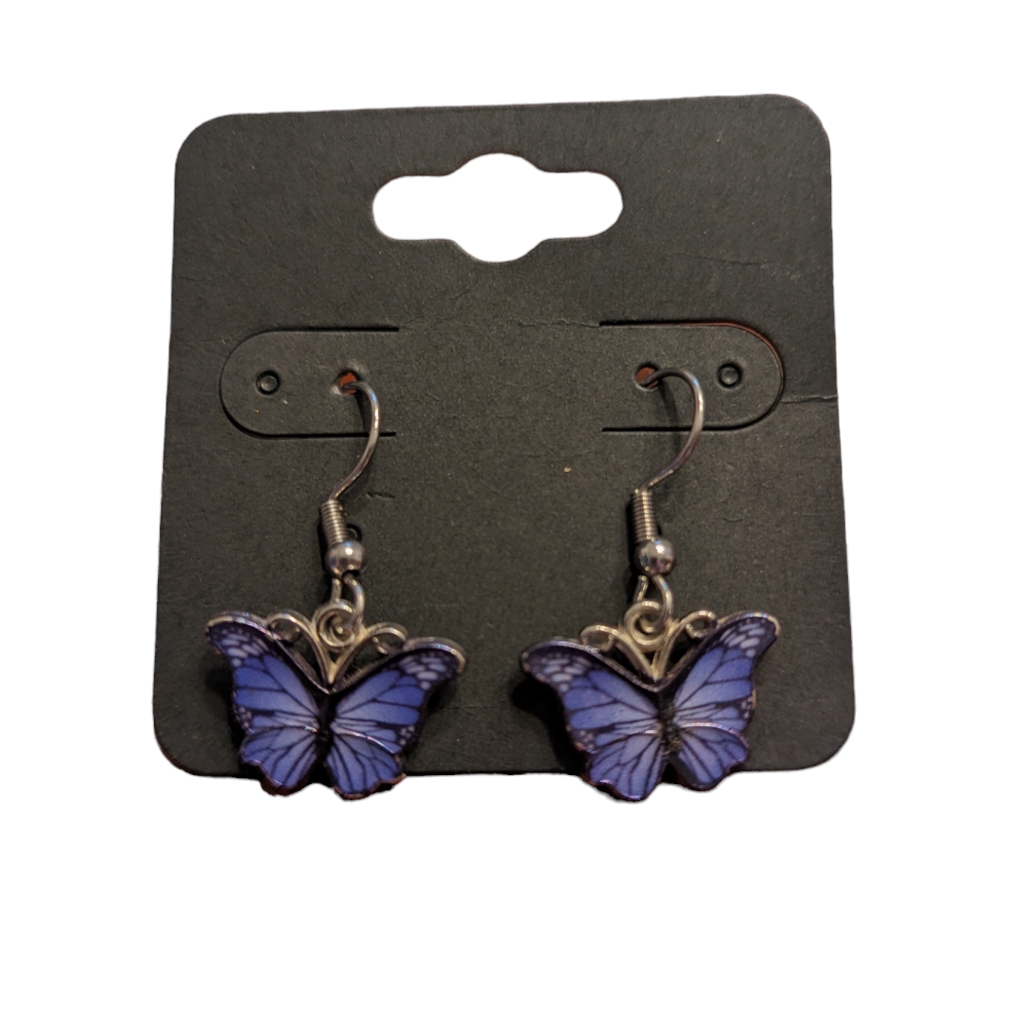 Cute Blue Metal Dangle Earrings